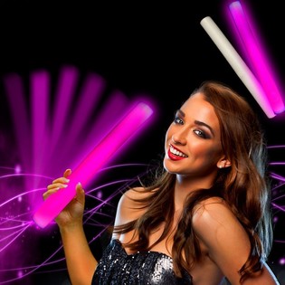 Bast&oacute;n LED de Espuma ROSA - Palo de Fiesta - 24 uds