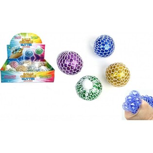 PELOTA SQUISHY – MIX COLORES PURPURINA EN EXPOSITOR (12 ud.)