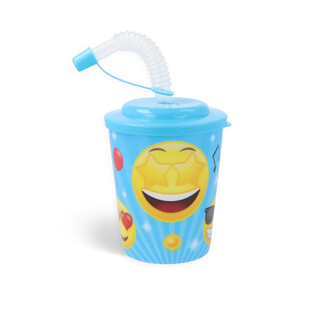 Vaso para bebida / Vaso de helado con pajita - Smiley (12 uds.)