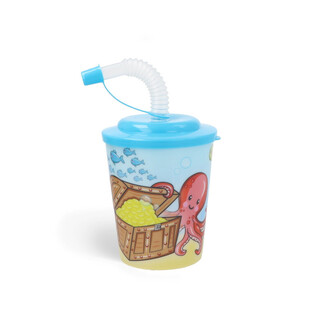 VASO CON PAJITA / VASO DE HELADO &ndash; ANIMALES MARINOS (12 uds.)