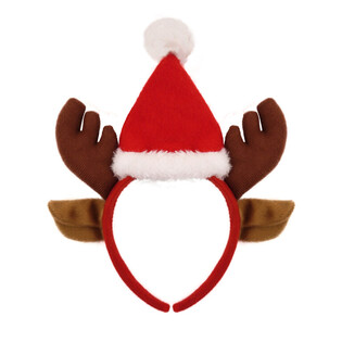 DIADEMA DE RENO DE NAVIDAD CON GORRO DE PAP&Aacute; NOEL (48 uds.)